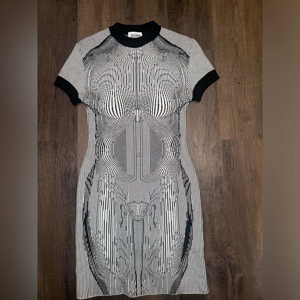 Jean Paul Gaultier The Short Morphing Pinstripes Jacquard Dress